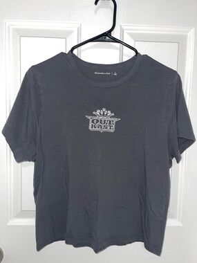 Abercrombie & Fitch Charcoal Gray Graphic Crew Tee